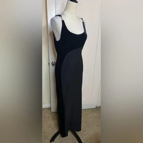 fitted lace wedding dress 90s Backless Slinky Black Maxi Dress (S) main image 0